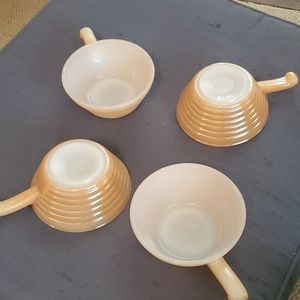 Set of 4 Vintage Fire-King Copper-Tint Casseroles